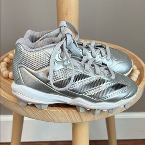 Adidas Adizero Kids Silver Athletic Baseball Cleats Shoes Size 11